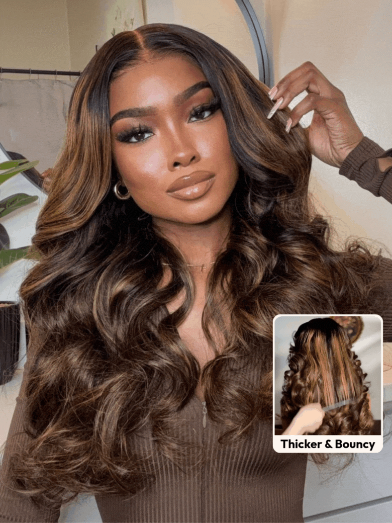 Beautyforever EasiContour V-Part Loose Wave Balayage Brown Highlight Wig Real